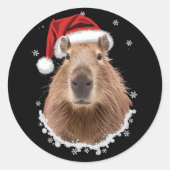 Capybara Funny Christmas Runder Aufkleber (Vorderseite)