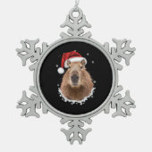 Capybara Funny Christmas Schneeflocken Zinn-Ornament (Vorderseite)