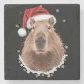 Capybara Funny Christmas Steinuntersetzer (Vorderseite)