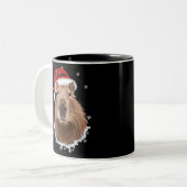 Capybara Funny Christmas Zweifarbige Tasse (Vorderseite Links)