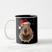 Capybara Funny Christmas Zweifarbige Tasse (Links)