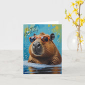 Capybara Funny Happy Birthday Card Karte (Gelbe Blume)