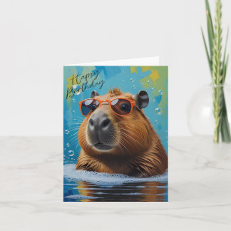 Capybara Funny Happy Birthday Card Karte