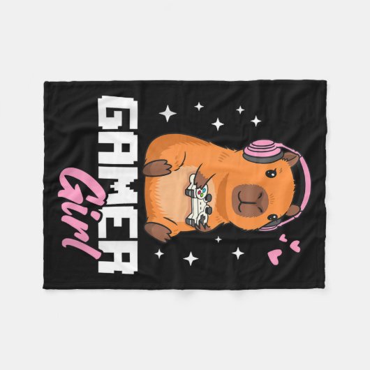 Capybara Gamer Girl Gaming Fleecedecke (Vorderseite (Horizontal))