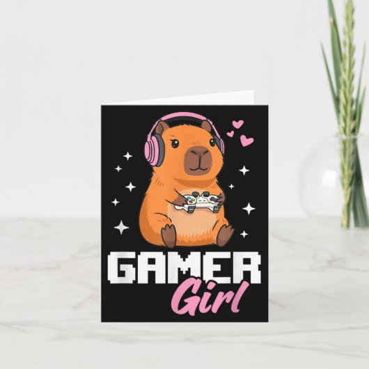 Capybara Gamer Girl Gaming Karte (Vorderseite)