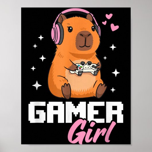 Capybara Gamer Girl Gaming  Poster (Vorne)