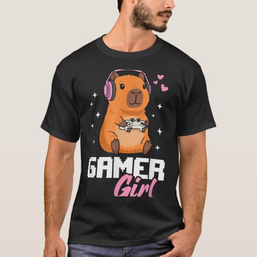 Capybara Gamer Girl Gaming T-Shirt (Vorderseite)