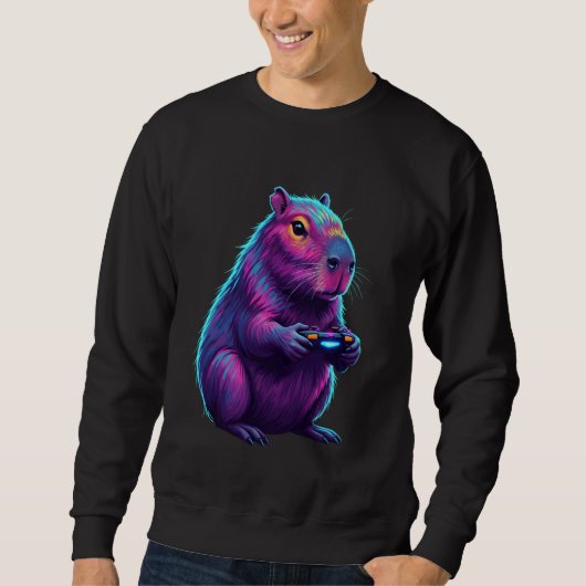 Capybara Gaming Videospiele Gamer Tier Retro Sweatshirt (Vorderseite)