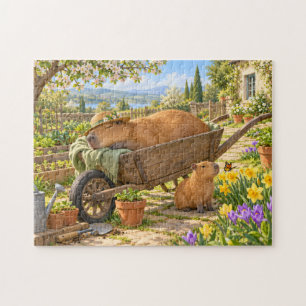 Capybara-Garten-Schubkarre-Illustration Puzzle