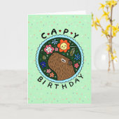 Capybara Geburtstag glücklicher Kapitän Geburtstag Karte (Gelbe Blume)