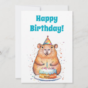 Capybara Geburtstag, Happy Birthday Flat Holiday C Feiertagskarte