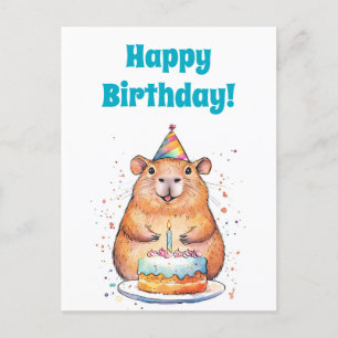 Capybara Geburtstag, Happy Birthday Flat Holiday C Feiertagspostkarte