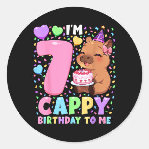 Capybara-Geburtstags-Shirt 7 Kawaii Mädchen Capyba Runder Aufkleber
