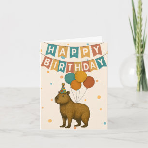 Capybara Geburtstagskarte - Niedliches Party Tier Karte