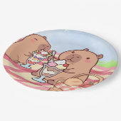 Capybara Geburtstagspicknick  Pappteller (Schrägansicht)