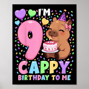 Capybara-Geburtstagsshirt 9 Kawaii Mädchen Capybar Poster