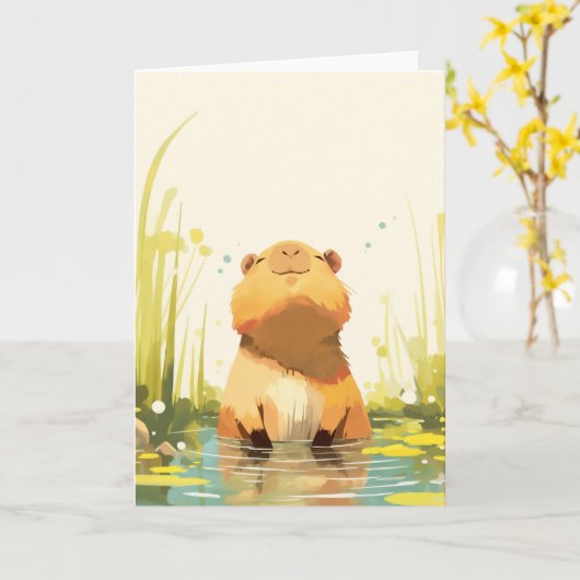 Capybara Genießen Sie das Wasser Karte (Gelbe Blume)