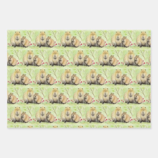Capybara Geschenkpapier Set (Vorderseite)