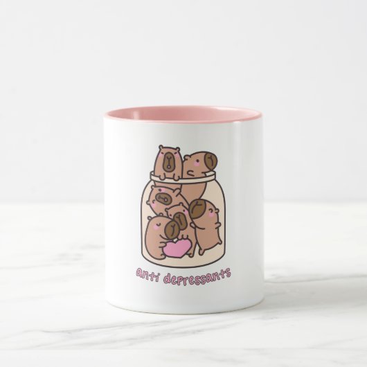 Capybara-Glas-Kunst - "Antidepressiva" Whimsical Tasse (Zentrum)