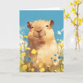 Capybara Glückseligkeit Karte (Gelbe Blume)