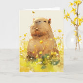 Capybara Goofy Smile Karte (Gelbe Blume)