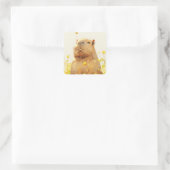 Capybara Goofy Smile Quadratischer Aufkleber (Tasche)
