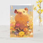 Capybara-Grassy-Retreat Karte (Gelbe Blume)