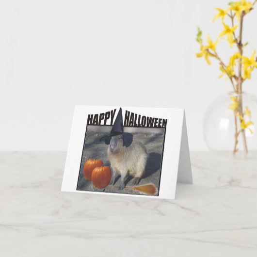 Capybara Halloween Card Karte (Gelbe Blume)