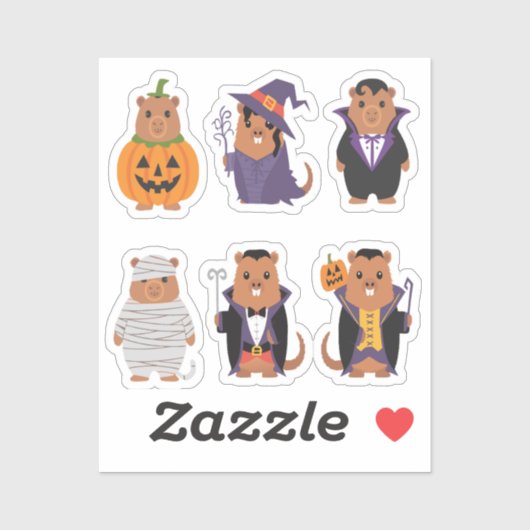 Capybara Halloween Stickers Aufkleber (Blatt)