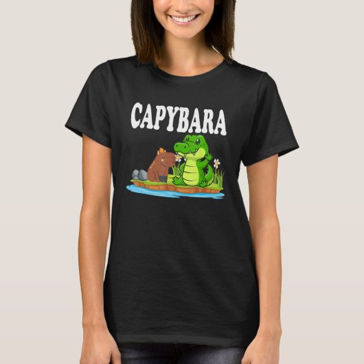 Capybara Hangs Out With Crocodile Chilling With Cr T-Shirt (Vorderseite)