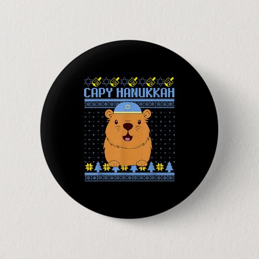 Capybara Hanukkah Capy Hanukkah Chanukah Jewish Ki Button (Vorderseite)