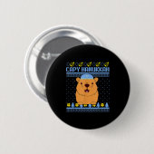 Capybara Hanukkah Capy Hanukkah Chanukah Jewish Ki Button (Vorne & Hinten)