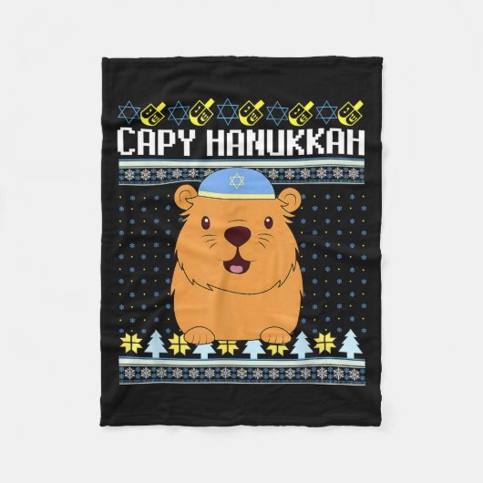 Capybara Hanukkah Capy Hanukkah Chanukah Jewish Ki Fleecedecke (Vorderseite)
