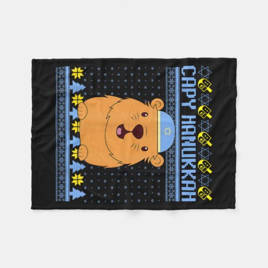 Capybara Hanukkah Capy Hanukkah Chanukah Jewish Ki Fleecedecke (Vorderseite (Horizontal))