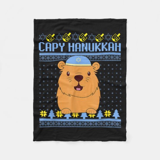 Capybara Hanukkah Capy Hanukkah Chanukah Jewish Ki Fleecedecke (Vorderseite)