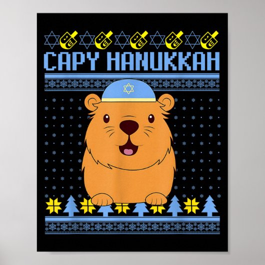 Capybara Hanukkah Capy Hanukkah Chanukah Jewish Ki Poster (Vorne)