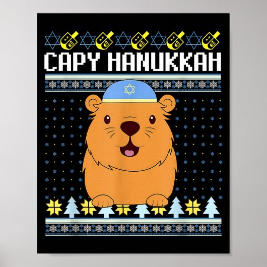 Capybara Hanukkah Capy Hanukkah Chanukah Jewish Ki Poster (Vorne)