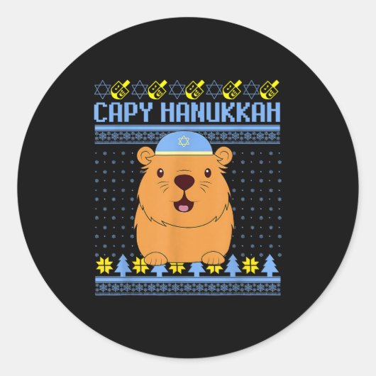 Capybara Hanukkah Capy Hanukkah Chanukah Jewish Ki Runder Aufkleber (Vorderseite)