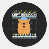 Capybara Hanukkah Capy Hanukkah Chanukah Jewish Ki Runder Aufkleber (Vorderseite)