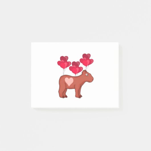 Capybara Hearts Liebe Post-it Klebezettel (Vorderseite)