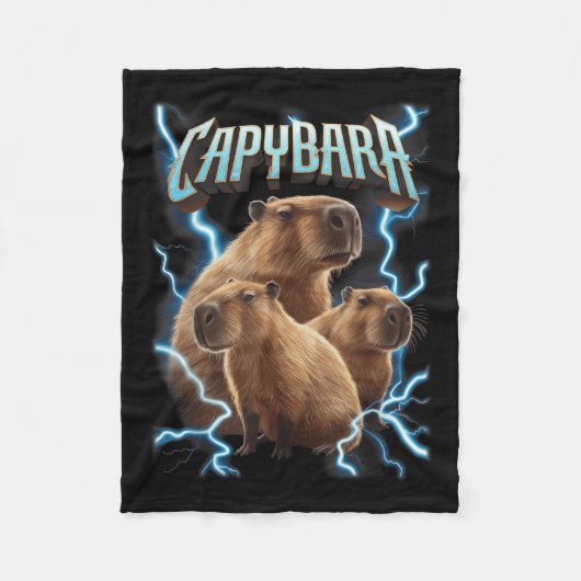 Capybara Heavy Metal Weihnachtsfest Shirt _ Funny  Fleecedecke (Vorderseite)