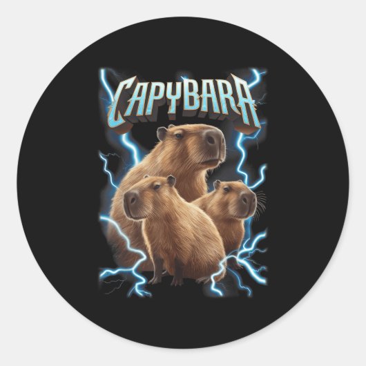 Capybara Heavy Metal Weihnachtsfest Shirt _ Funny  Runder Aufkleber (Vorderseite)