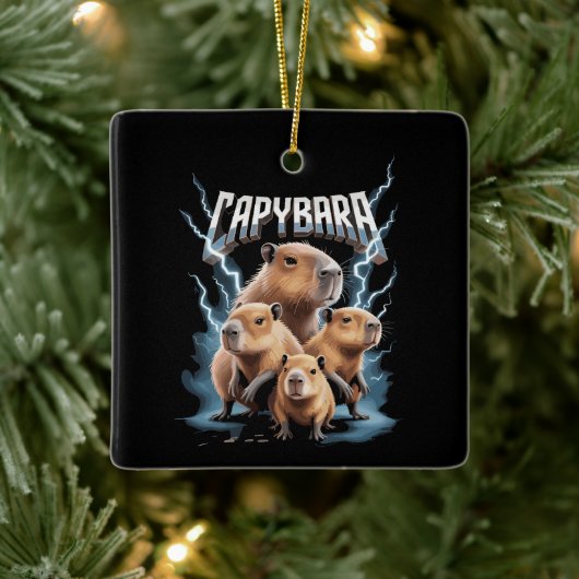 Capybara Heavy Metal Weihnachtsgeschenke Funny Hol Keramikornament (Baum)
