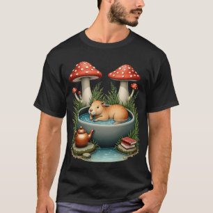 Capybara-Heißquellen-Cottagecore-Pilz-Poesie-Bo T-Shirt