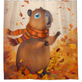 Capybara Herbstvorhang | Gemütliches Herbstdenken Duschvorhang (Vorderseite)