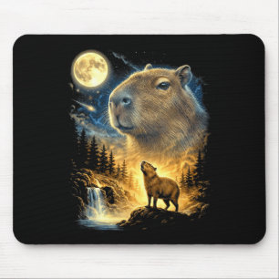 Capybara heult zum Mond verrücktes Meme lustig 90e Mousepad