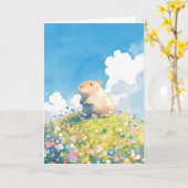 Capybara Hilltop Ausblick Karte (Gelbe Blume)