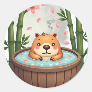 Capybara Hot Tub Relaxation Spa Day Chill Capybara Runder Aufkleber