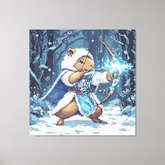 Capybara Ice Archer - Fantasy Pixel Art Leinwanddruck (Vorderseite)