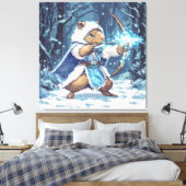 Capybara Ice Archer - Fantasy Pixel Art Leinwanddruck (Insitu (Schlafzimmer))